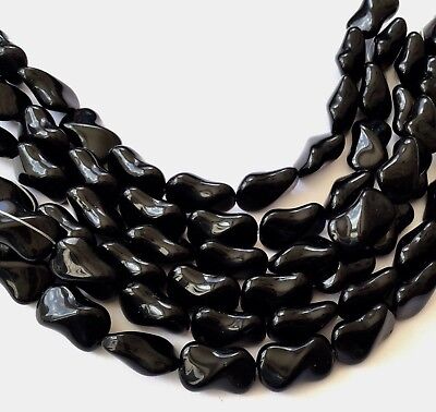24 Vintage Trade Opaque Black Twisted Czech Bohemian Glass beads
