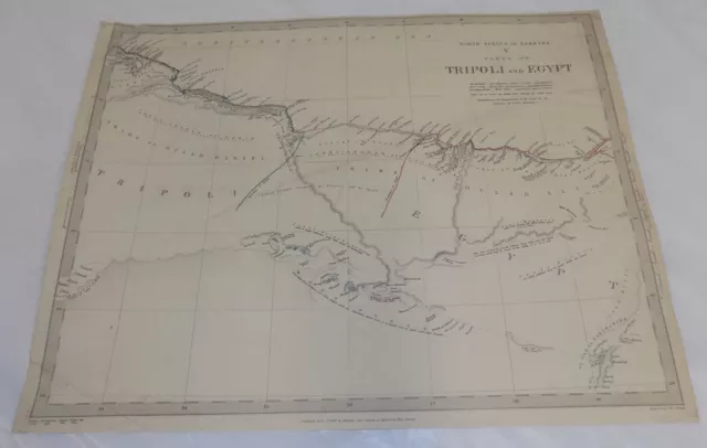 1837 Antique COLOR Map///TRIPOLI & EGYPT, NORTH AFRICA or BARBARY, PART 5
