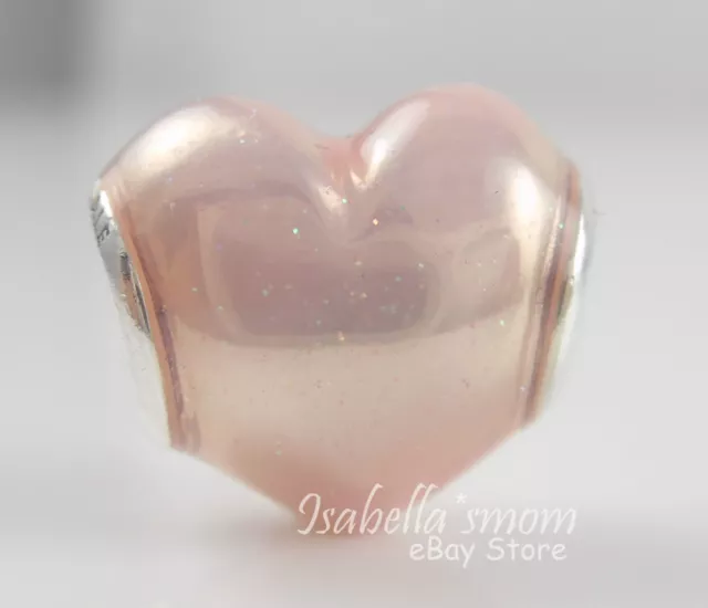 Scintillant Coeur Authentique Pandora Argent / Rose Doux Charm Émail / Perle