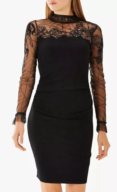 COAST BLUSH Gold Red Black White Satin Midi Pencil Dress 12 149