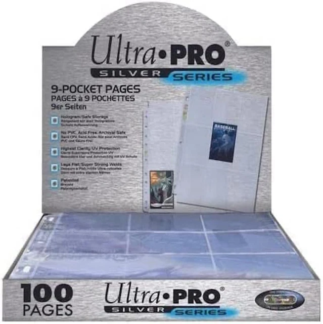 Carta collezionabile tascabile Ultra Pro Silver Series 9 pagine scatola 100 pagine