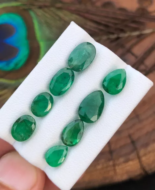 13 Carat. Natural Emerald Faceted Gemstones lot from Zambia