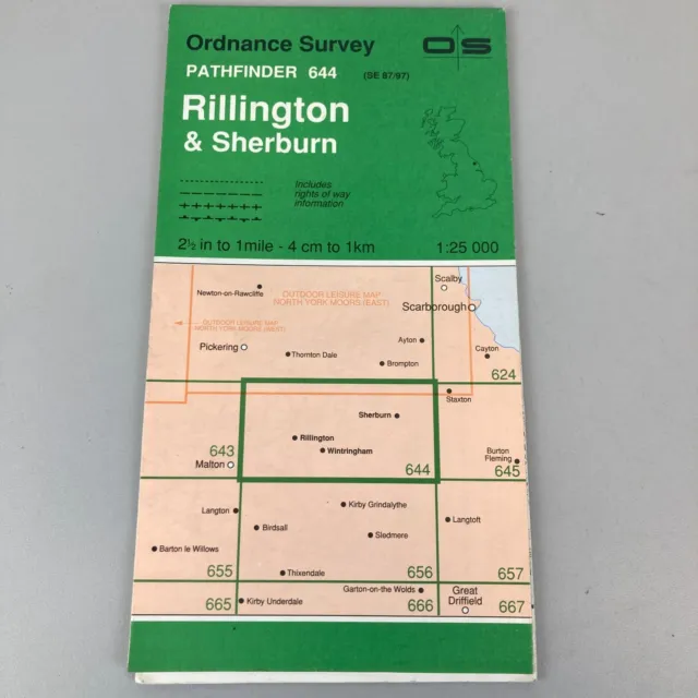 RILLINGTON & SHERBURN Vintage OS 1981 Ordnance Survey 1:25000 Pathfinder Map 644