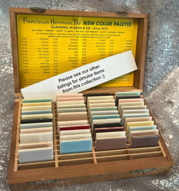Vintage Franciscan Gladding Ceramic Adv. Salesman Sample Display Box - 46 Tiles