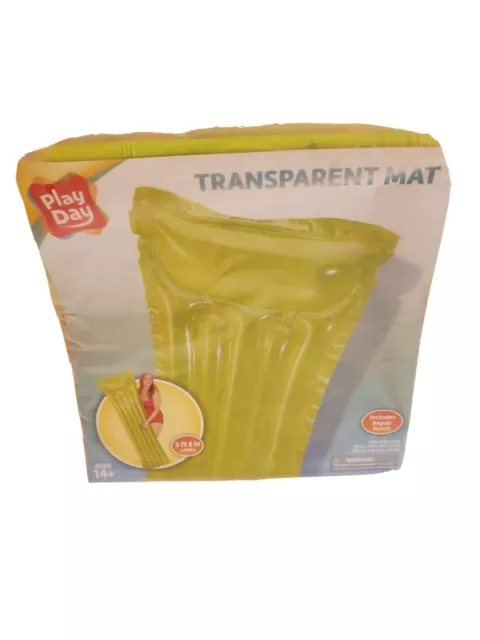 NEW Play Day pool raft Transparent Inflatable Air Mat- Green NEW