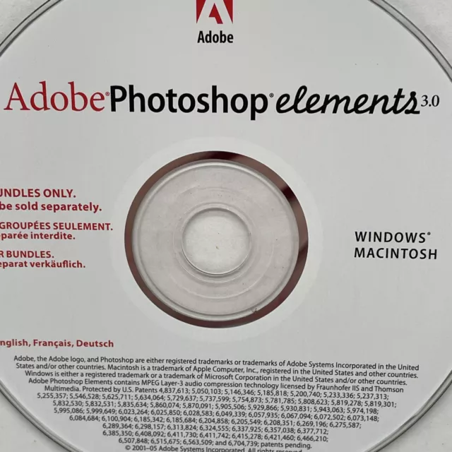 Adobe Photoshop Elements 3.0 Disc Only with License Key