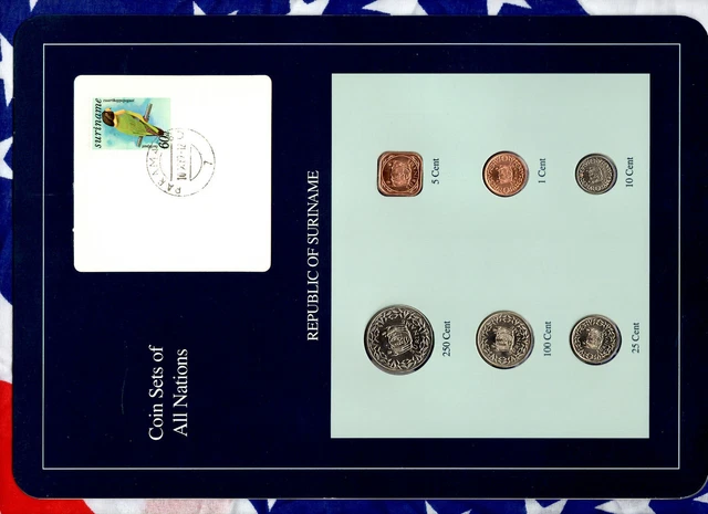 Coin Sets of All Nations Suriname w/card UNC 1987-1989 100,250 cents 1989