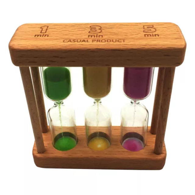 3 in 1 1 + 3 + 5 Minuten Sanduhr Holz Glas Sand Timer für Küche Kochen