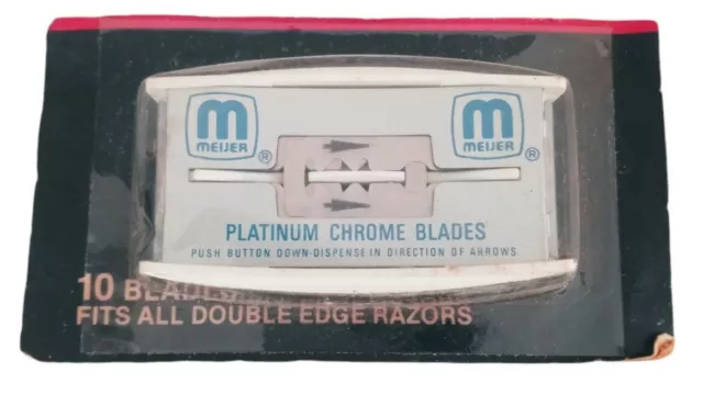 Hojas de afeitar vintage Meijer de doble filo platino cromo nuevas stock antiguo 10 cuchillas