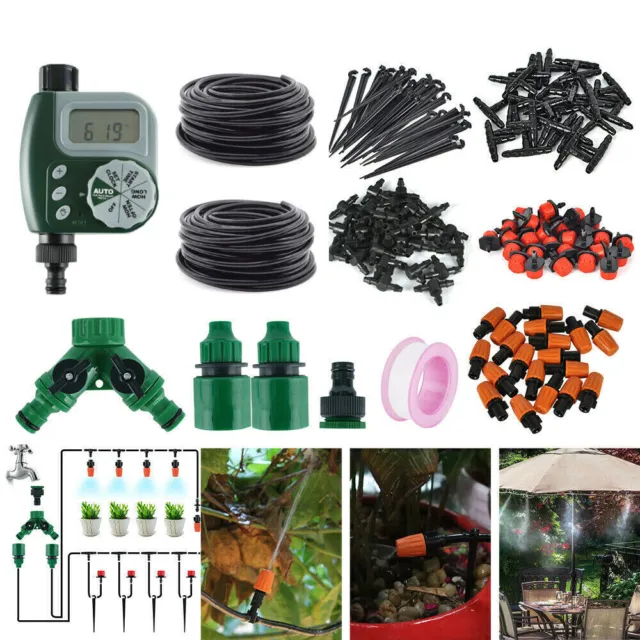 15M/30M Drip Irrigation System Plant Timer Self Garden Watering Hose Spray Kit