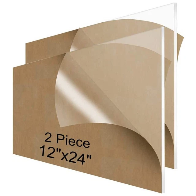 NIUBEE Acrylic Sheet 18x24 Inches 2 Pieces1/8 Inch Thick Clear Plexiglass Pla...