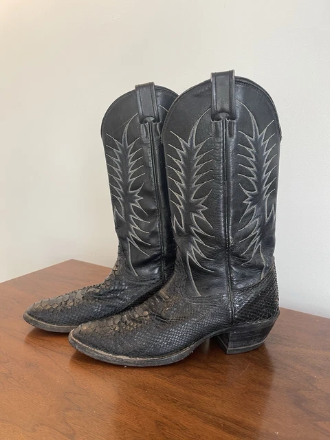MEN’S VINTAGE NOCONA Black Python Cowboy Boots- 1970s Texas- Western ...