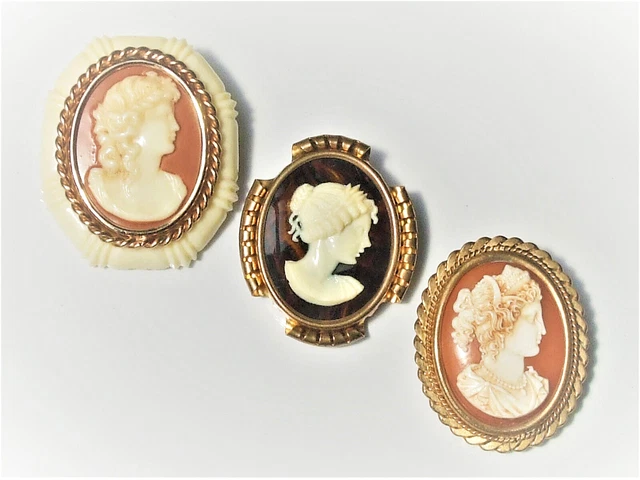 Grande broche victorienne avec camée et pendentif