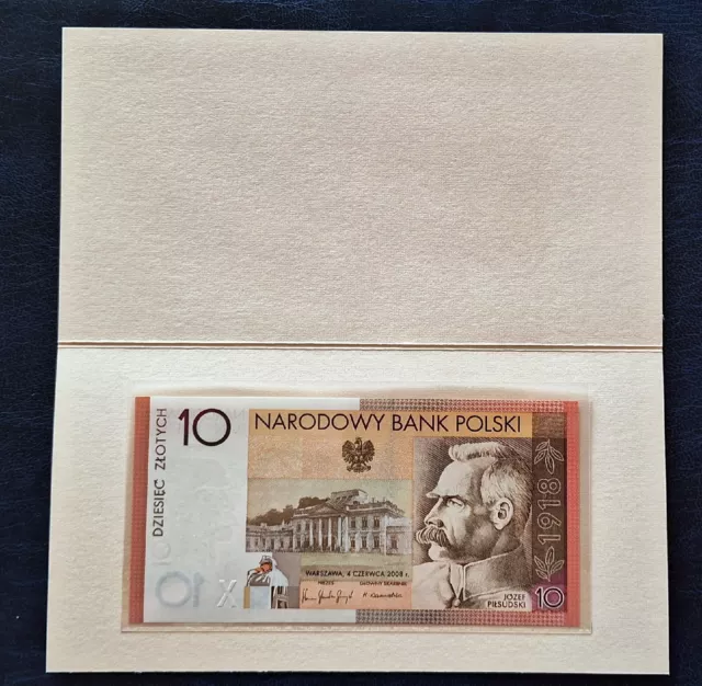 POLAND-10 Zlotych-2008 P-179 UNC  Commemorative +Folder 🇵🇱