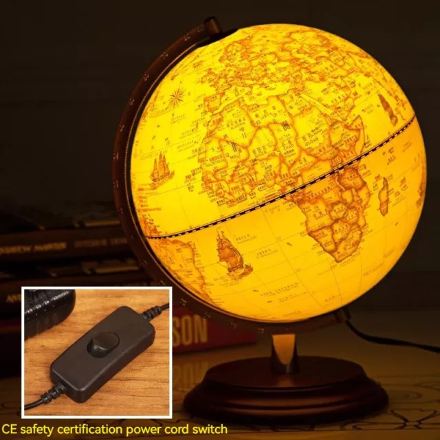 20/25cm vintage Led world globe map, 360 degree rotating world geographic map