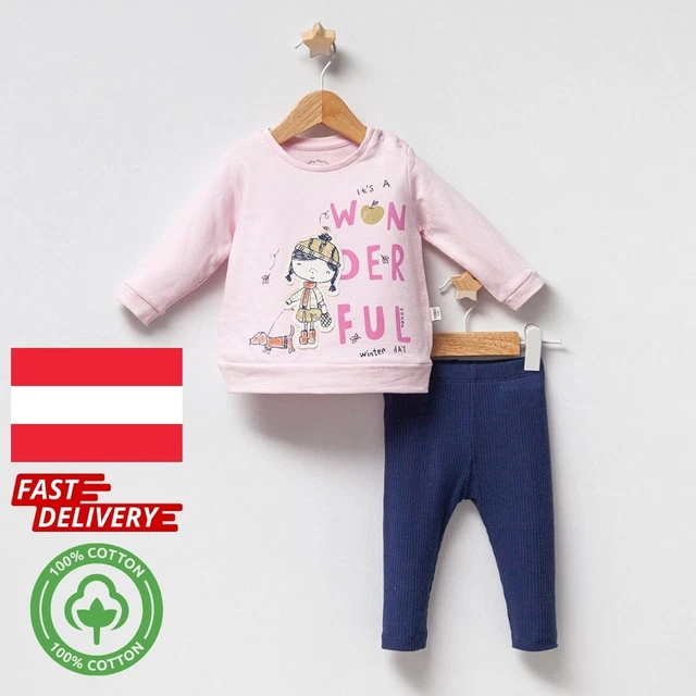 Baby Mädchen Langarmshirt mit Babyhose Outfit Babykleidung 2teilig