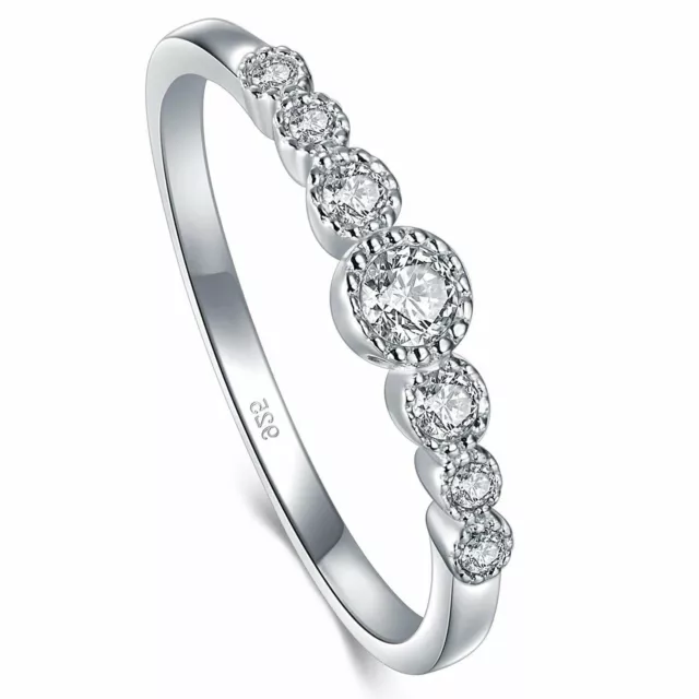 Beautiful 925 Sterling Silver Ring AAAAA+ Cubic Zirconia Eternity Band Size 8 3