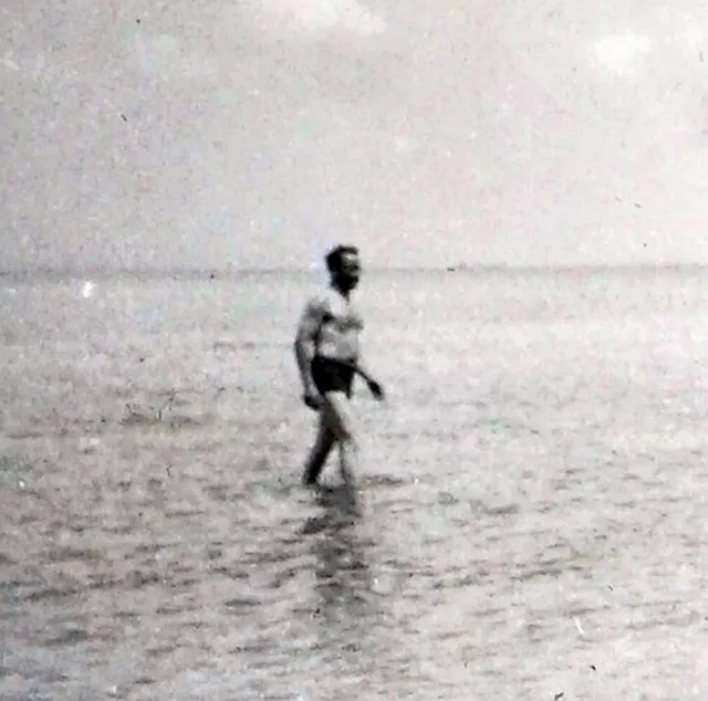 1960 Male Classic-Adonis with swim trunk raises out of baltic sea Gay Int Photo