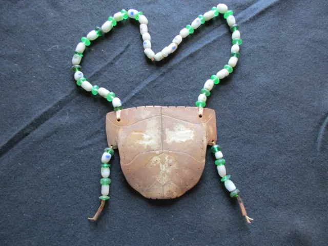 Rare Native American Hand Engraved Gorget On Trade Bead Necklace,  Pe-0523*07458