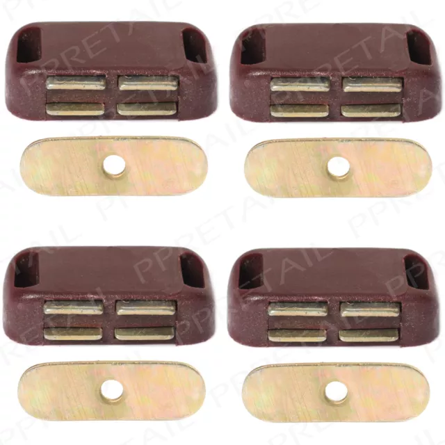 4x Small MAGNETIC DOOR CATCHES Pack Brown Cupboard Wardrobe Cabinet Drawer Catch