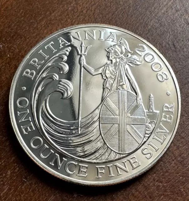 2008 One Ounce Britannia Silver Coin 2 pounds