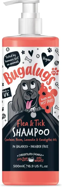 Bugalugs Flea & Tick Shampoo,  Shampoos for Dogs 500ml, 1L, 5L Fleas Ticks Mites