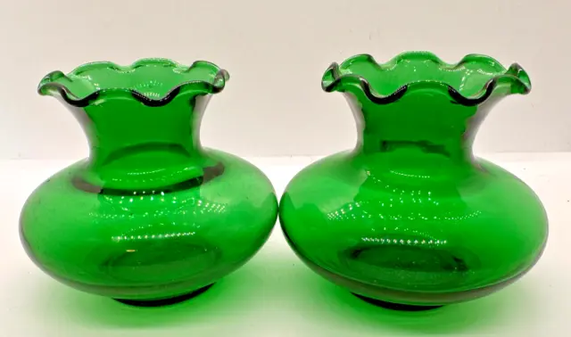 Vintage Anchor Hocking Forest Green Emerald Bud Vase Glass Mid-Century Decor