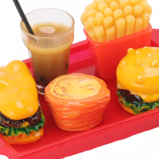 1 / 12th Scale Doll Fries Hamburger Fries Set Resin Dolls Miniature Fast Food