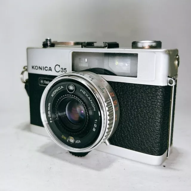 【Mint】Konica C35 Flash Matic Silver Cámara de película de 35 mm de Japón...
