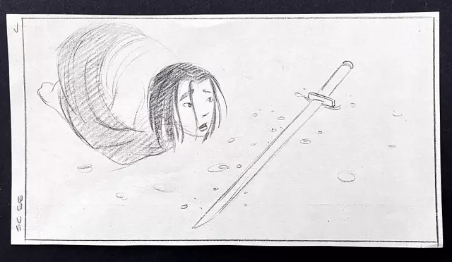 MULAN Pencil Layout Drawing Spared From Being Beheaded by Shang Disney (SC 55B)