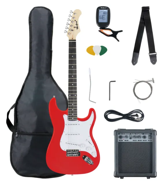 Top rote E-Gitarre als Einsteiger Set mit Verstärker, Tuner, Gigbag und Saiten