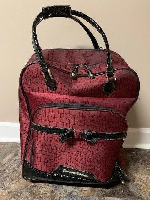 2 piece carry on luggage set Samantha. Brown. Burgundy with Black Trim    9