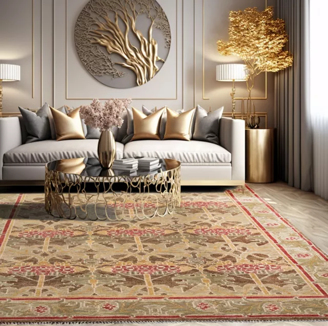 William Morris Muted Turkish Oushak Hand Knotted Wool Area Rug Brown Multi William Morris Muted Turkish Oushak Hand Knotted Wool Area Rug Brown Multi
