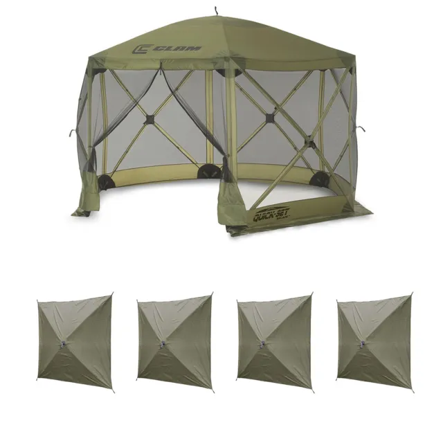 Clam Quick Set Escape Portable Canopy Shelter with Wind and Sun Panels (4 pack)