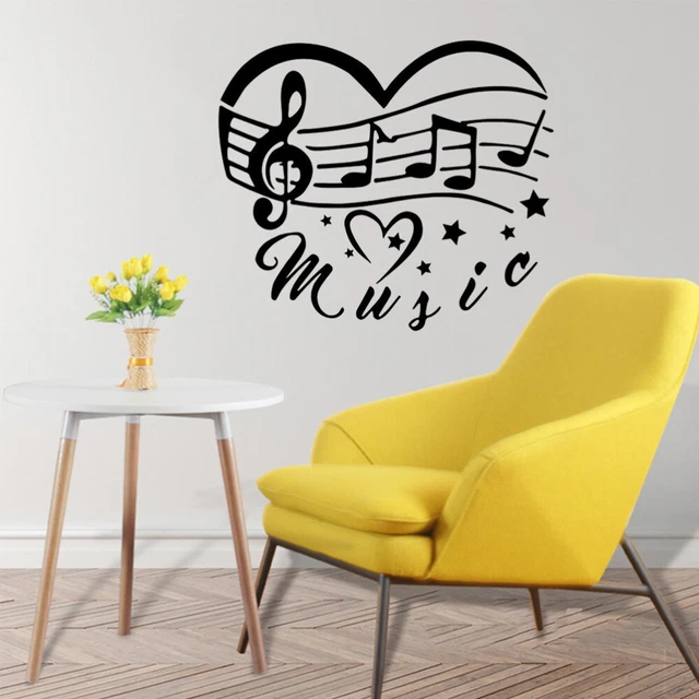 Coeur Forme Notes De Musique Vinyle Stickers Muraux Stickers Muraux Papier