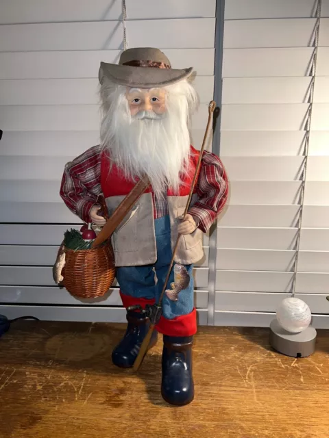 Fisherman_Santa Claus_Statue_w/ Fishing Pole_Fish & Basket_X-MAS_cUTE_cHECK iT_