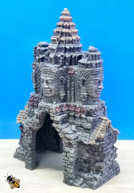 Aquarium Ornament Temple Gate Angkor Wat Cave Fish Tank Decoration Hide