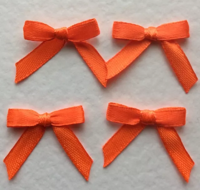 10 Pretty Bright  Orange 6mm Ribbon bows -card making/scrap booking Tangerine 2