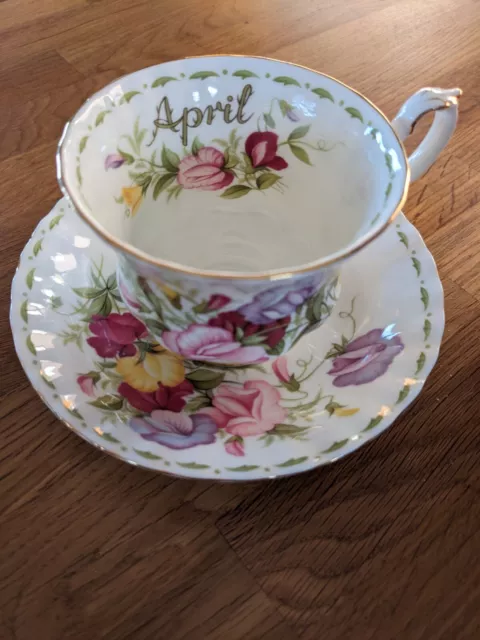 Royal Albert Sweet Pea April Flower of the Month Cup and Saucer Bone China