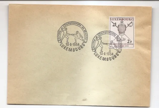 LUXEMBOURG World Fencing Championship 1954 FDC Scott 298  Michel 523