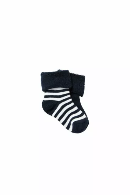 Bonds Baby 2 Pack Cosy Cuff Bootee Socks sizes 000 00 1 2 Navy White Stripes