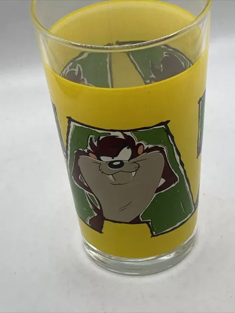 Vintage Looney Tunes Warner Brothers Tasmanian Taz Devil Tumbler Glass 1999 2