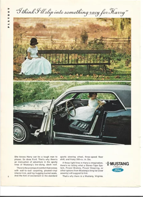 Two  1966 Ford Mustang vintage print ad (ads), one hardtop & one convertible