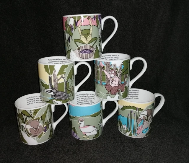 SELTENES DORA DESIGN 6er Set Becher Country Folk Design, Otter, Fuchs, Dachs usw. EUR 17,74