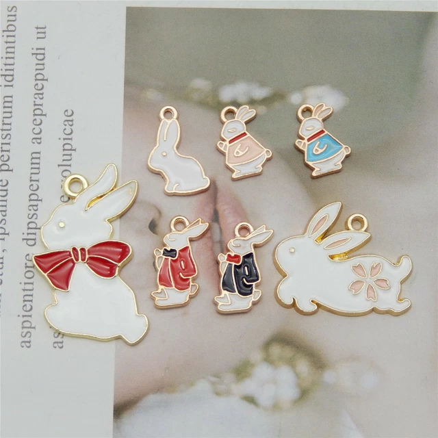 14 Stück Bulk Metall Kaninchen Charm Emaille für Anhänger Schmuck Handwerk 1-3cm
