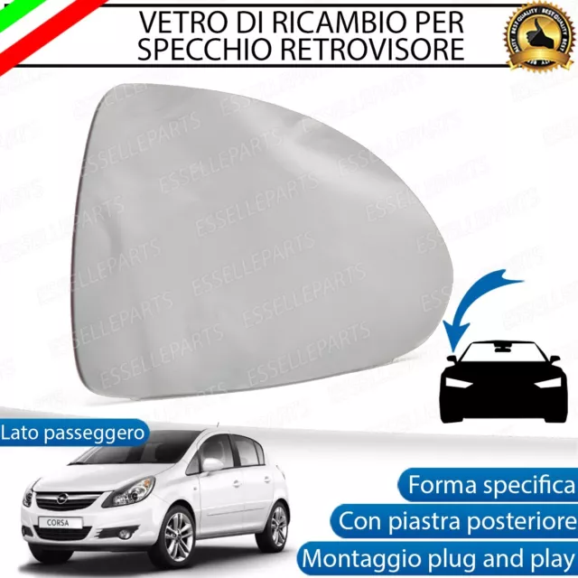 Specchietto Opel Corsa D Pre-Restyling Vetro Specchio Retrovisore Destro Termico