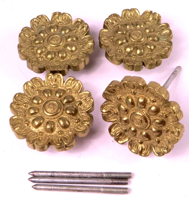 VTG Brass Flower Curtain Tieback Hold Back Medallion Lot Window Hardware 3.25" 2