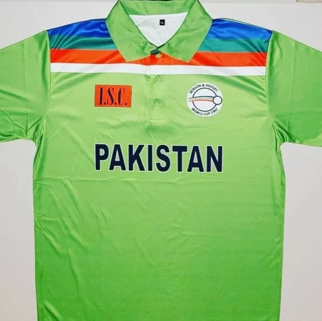Pakistan  Cricket 1992 World Cup Winners Retro Jersey Xs-4Xl Size Range
