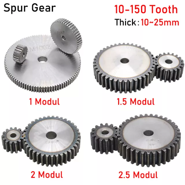 1-2.5 Modul Steel Spur Gears Pinion Gear Thick 10-25mm 10-150 Teeth  For 3D CNC