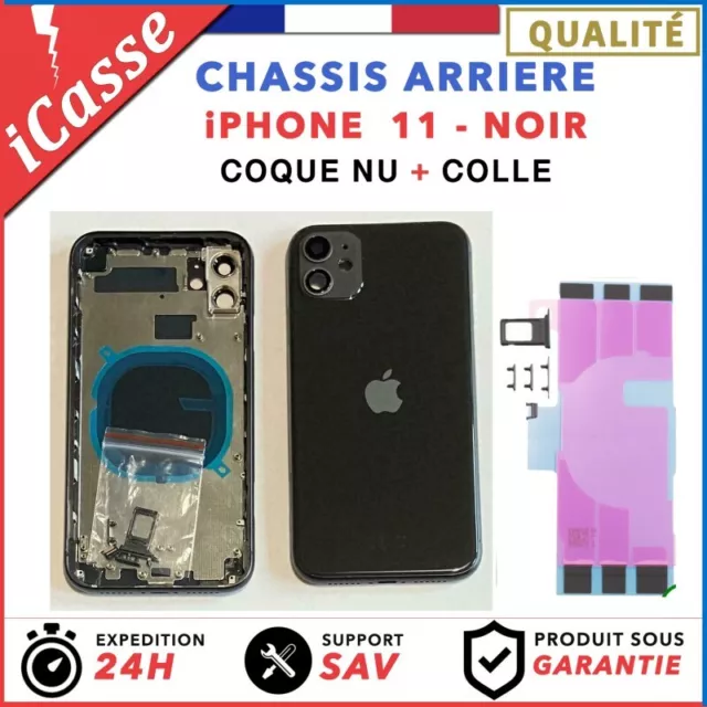 Chassis remplacement pour iPhone 11 NOIR - Chassis Coque nu + COLLE